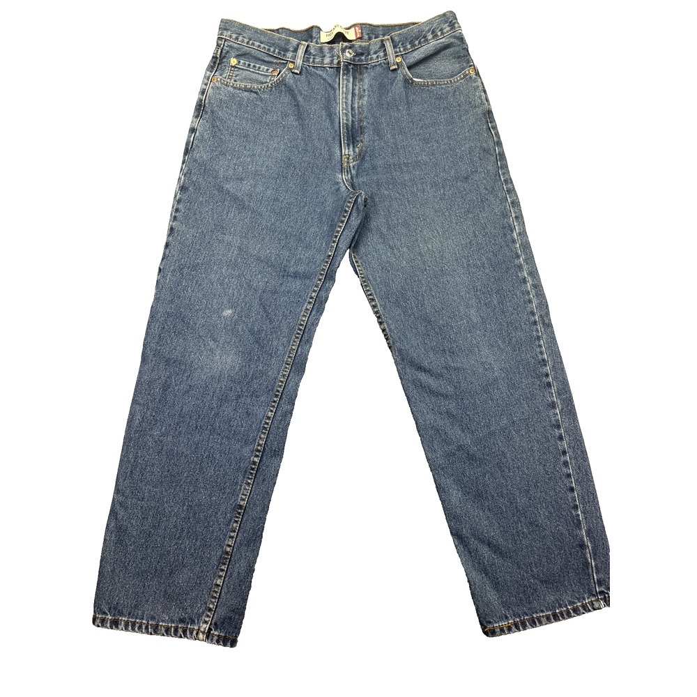 Levis Jeans Men Blue 550 Relaxed Fit Straight Leg Stone Wash Denim Sz 36x29